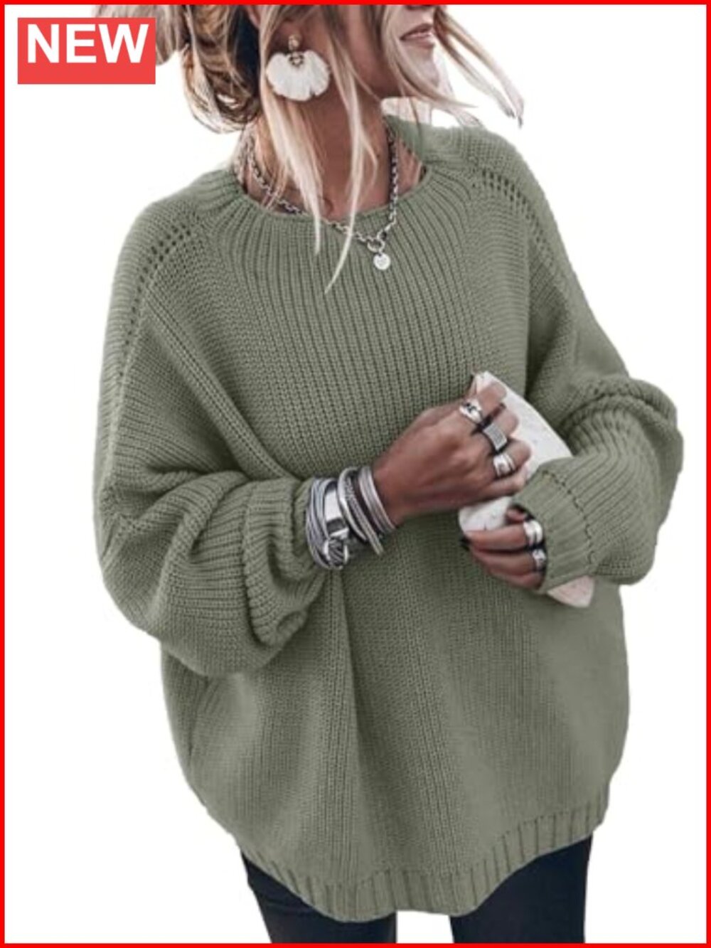 Oversized Mock Neck Knitted Pullover Sweater Casual Long Sleeve Jumper Tops